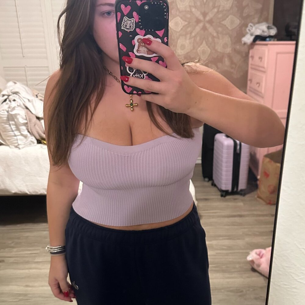Purple Ribbed Top size large